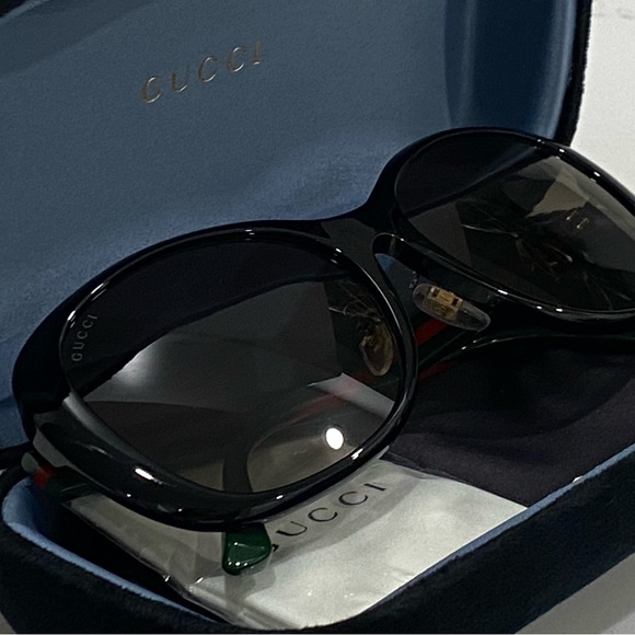 Gucci GG 0849SK 001 Black Green/Brown Gradient Round Sunglasses - Picture 13 of 13